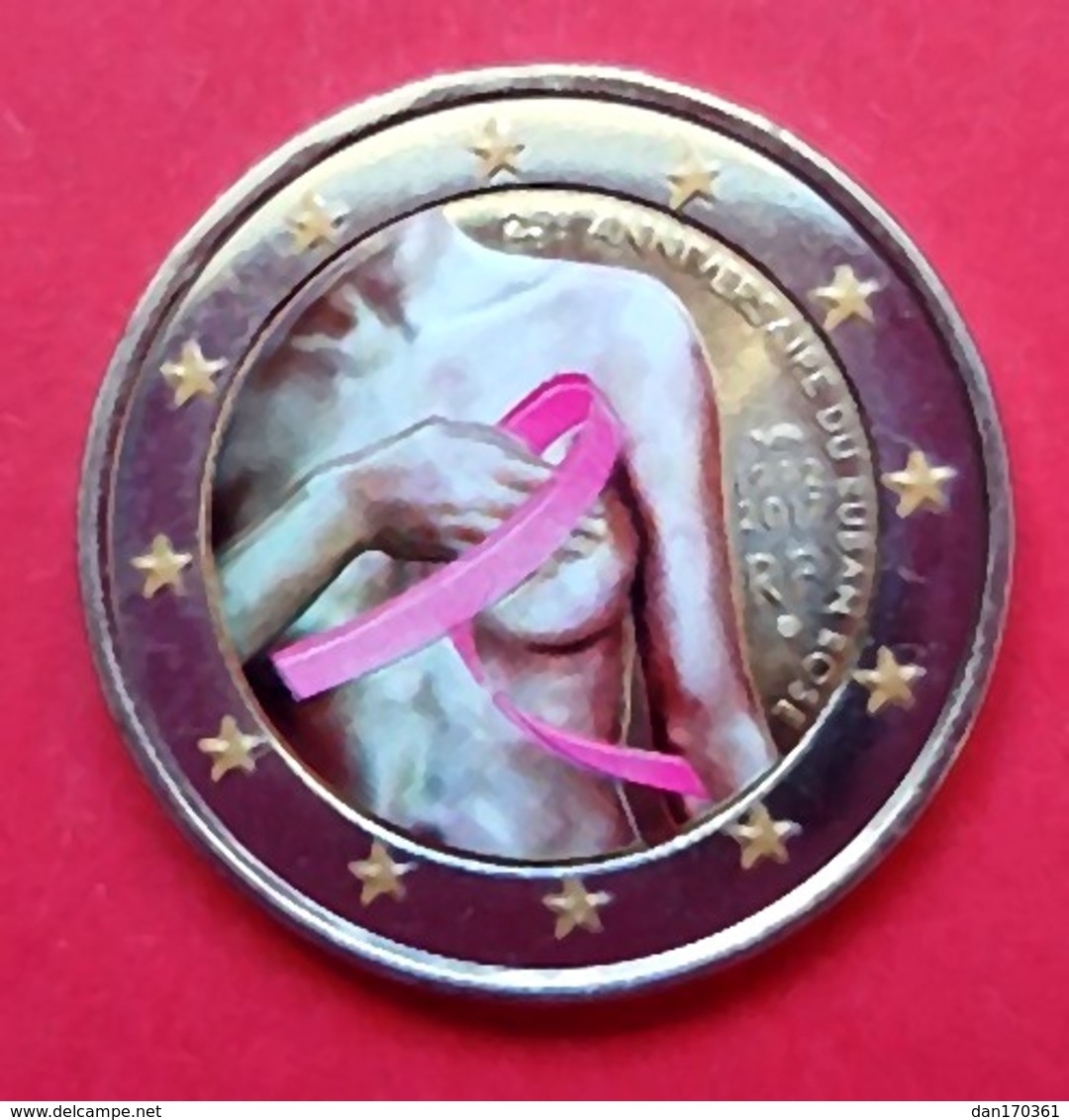 FRANCE 2017 - RUBAN ROSE - CANCER DU SEIN  - 2 EUROS COMMEMORATIVE COULEUR - FARBE - COLORED - COLOR - France