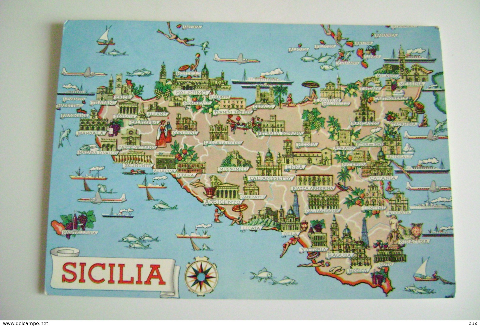 SICILIA    Carte Geographique   CARTINA GEOGRAFICA   MAPPA MAPS   VIAGGIATA - Carte Geografiche