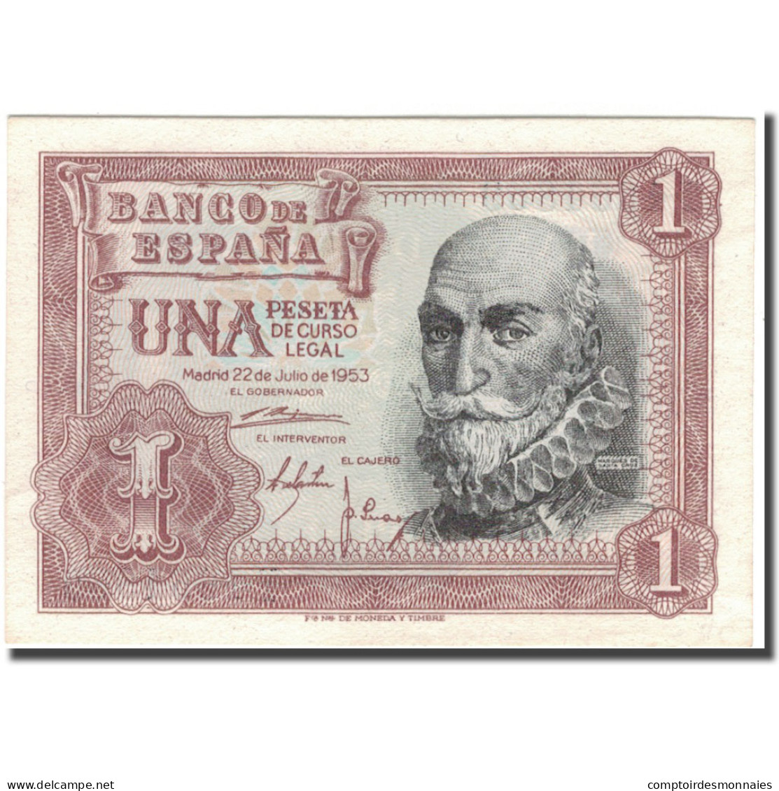 Billet, Espagne, 1 Peseta, 1953, 1953-07-22, KM:144a, SPL - 1-2 Pesetas