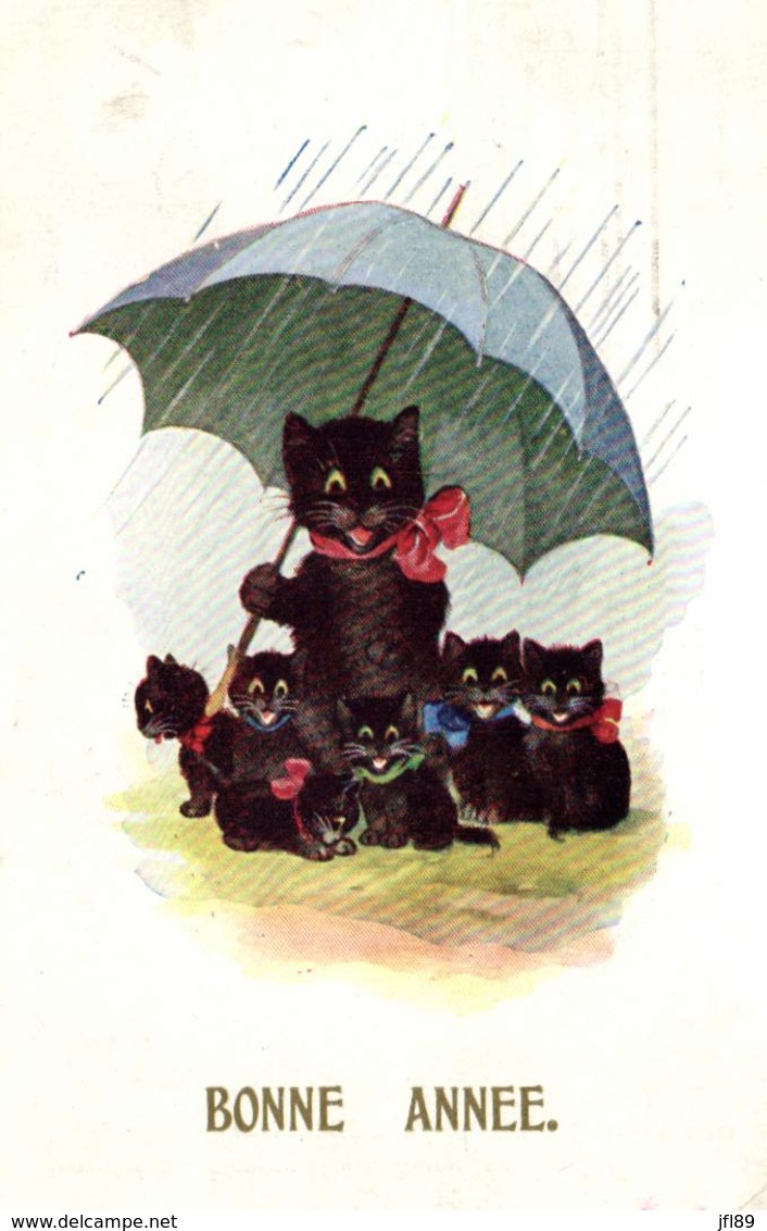 C 2762 -  Fantaisie    Bonne Année    Famille De Chats      Parapluie - Chats