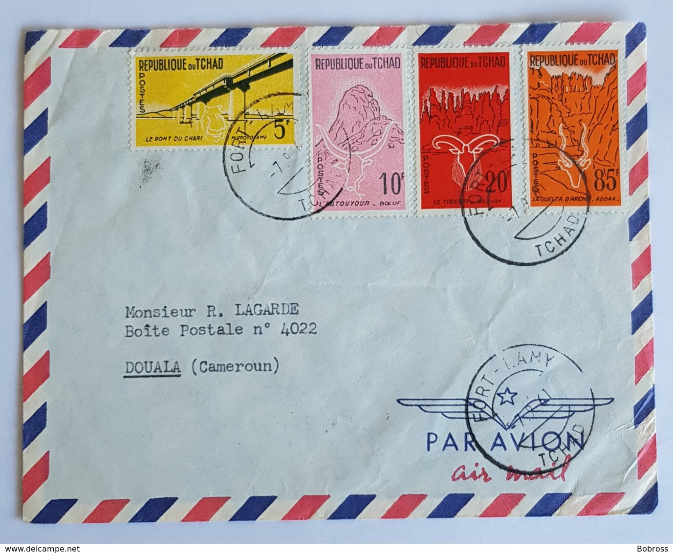 1961 Covers, Tchad, Chad, Douala Cameroun, Air Mail, Par Avion - Tsjaad (1960-...)