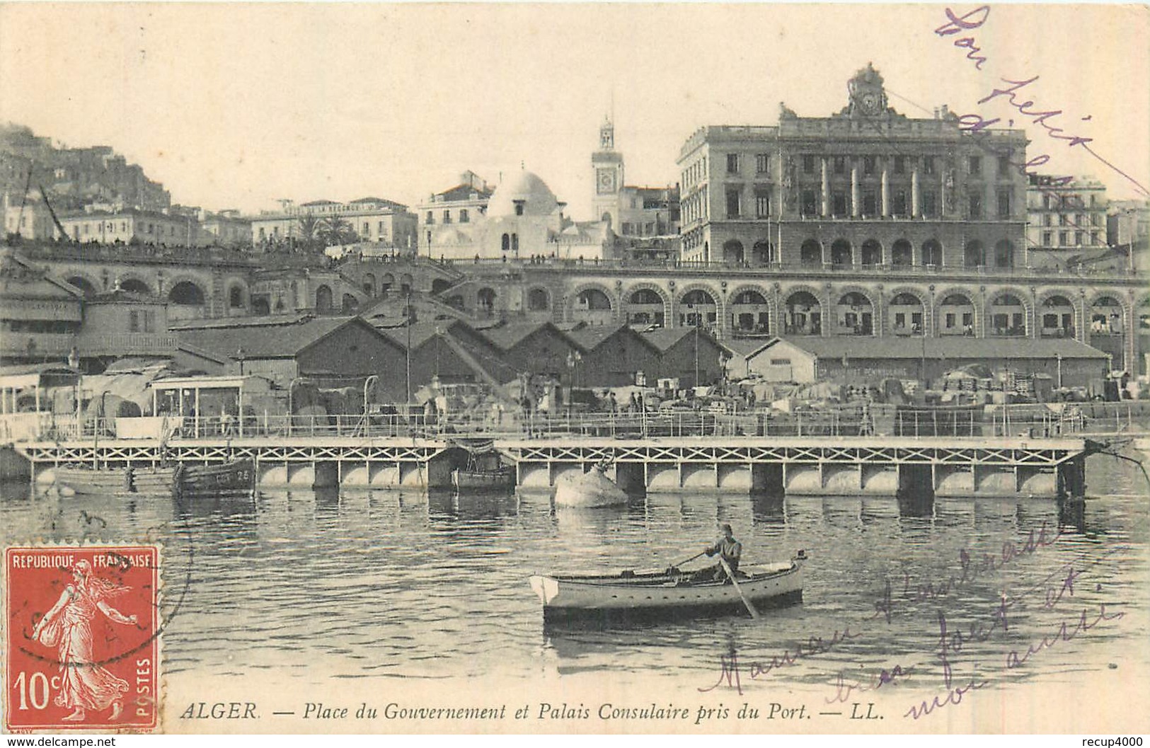 ALGERIE ALGER   Place Du Gouvernement Et Palais Consulaire Pris Du Port  2scans - Alger