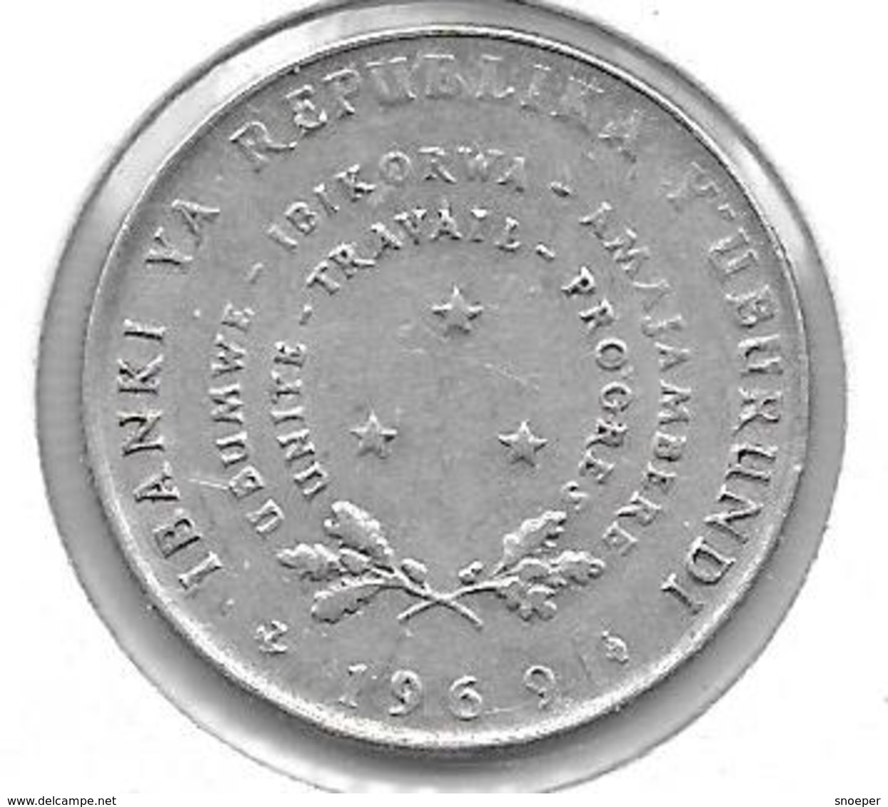 *burundi 5 Franc 1969  Km 16 Xf+ - Burundi