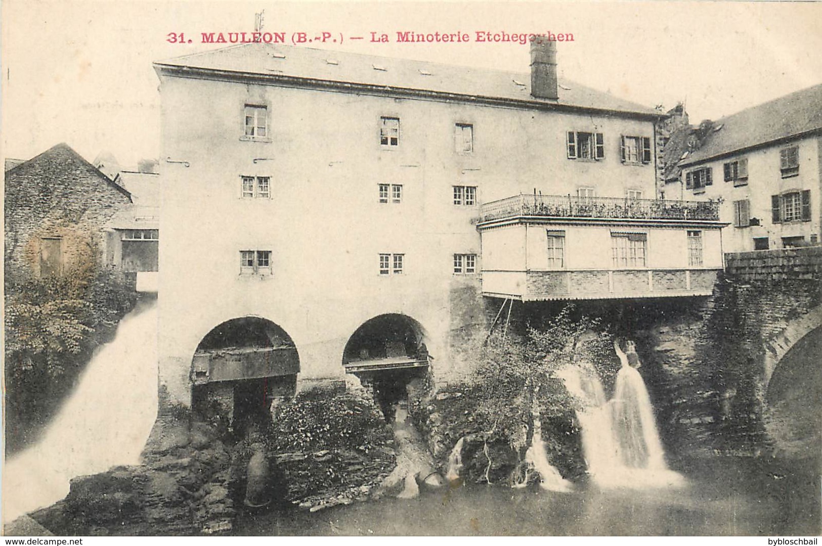 CPA 64 Mauleon Licharre Lot 4 Cartes Vue Générale Le Gave Le Saison La Minoterie Etchegoyhen Place De La Croix Blanche - Mauleon Licharre