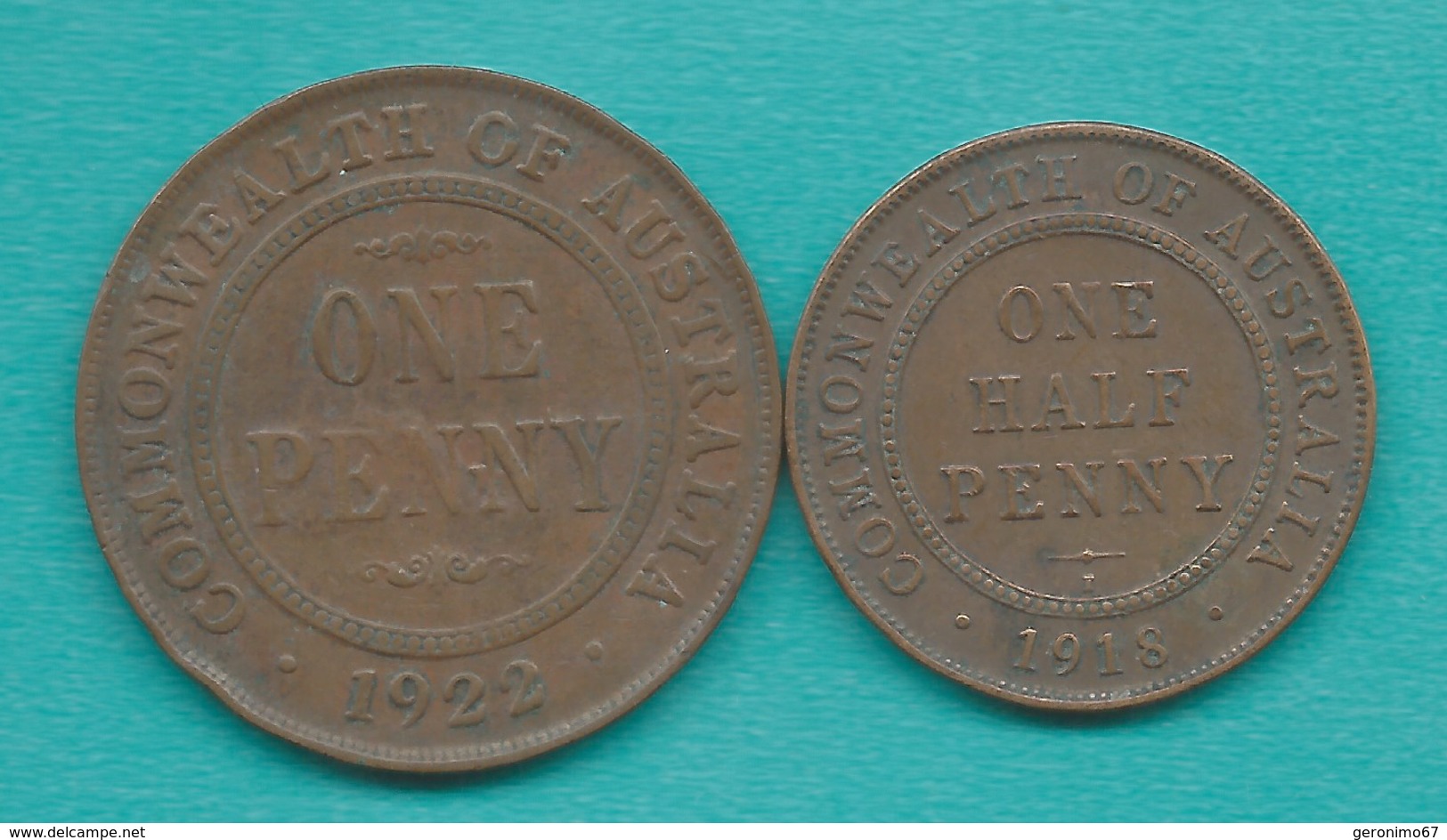 Australia - George V - ½ Penny - 1918 (KM22) & 1 Penny - 1922 (KM23) - Sin Clasificación
