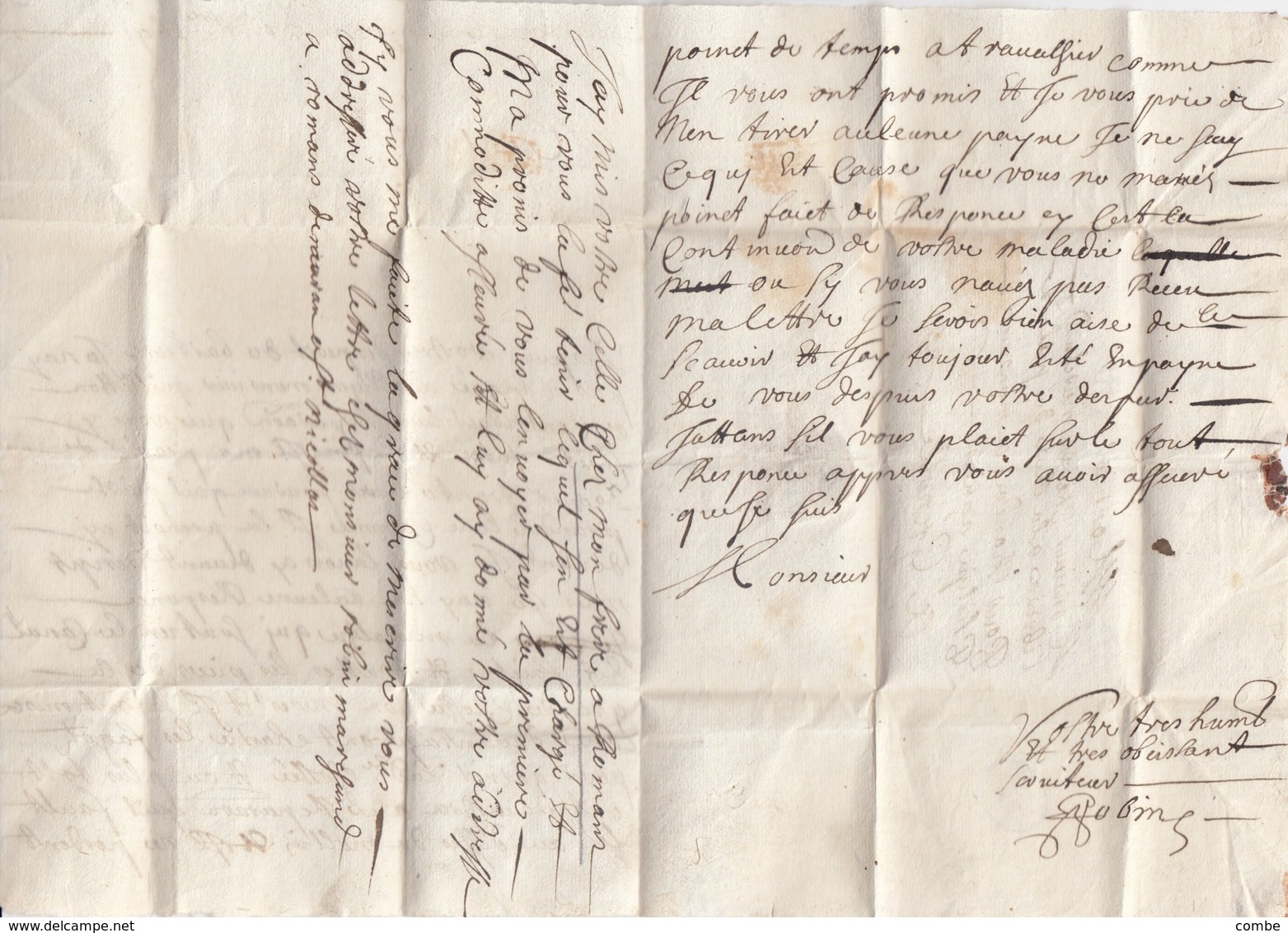 LETTRE PORTEUR. 1691 SANSON POUR GRENOBLE - ....-1700: Précurseurs