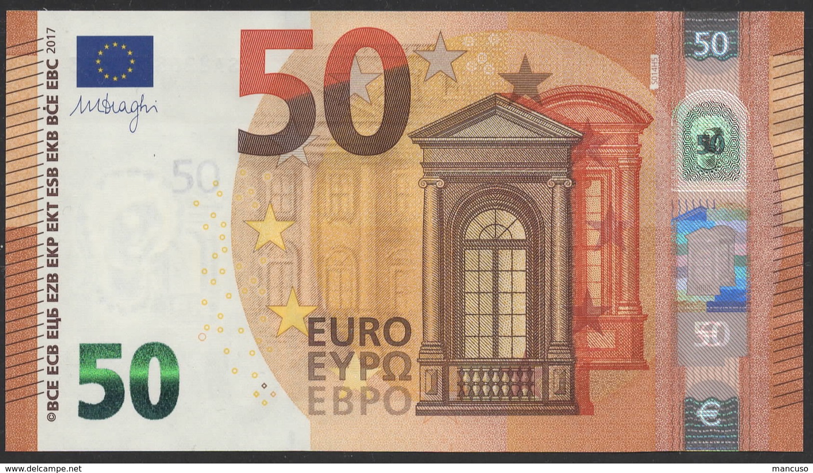 50 EURO ITALIA  SA  S014 H5 LAST POSITION  Ch. "26"  - DRAGHI   UNC - 50 Euro