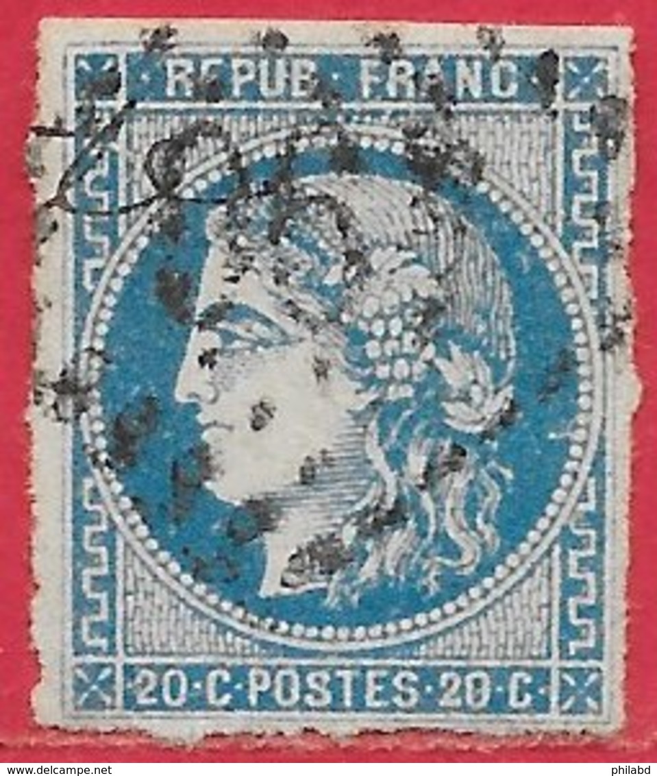 France N°46B Cérès Type Bordeaux 20c Bleu 1871 O - 1870 Emission De Bordeaux