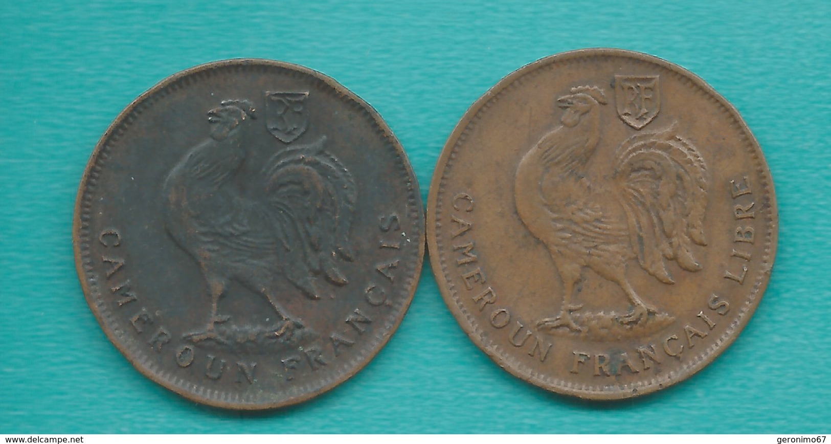 Cameroon - French - 1943 - 1 Franc - With "libre" (KM5) & Without (KM7) - Cameroun