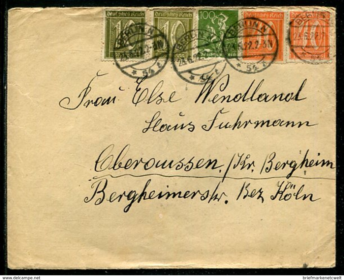Deutsches Reich / 1922 / Int. Infla-MiF A. Brief, Steg-Stempel BERLIN N (4/050) - Lettres & Documents