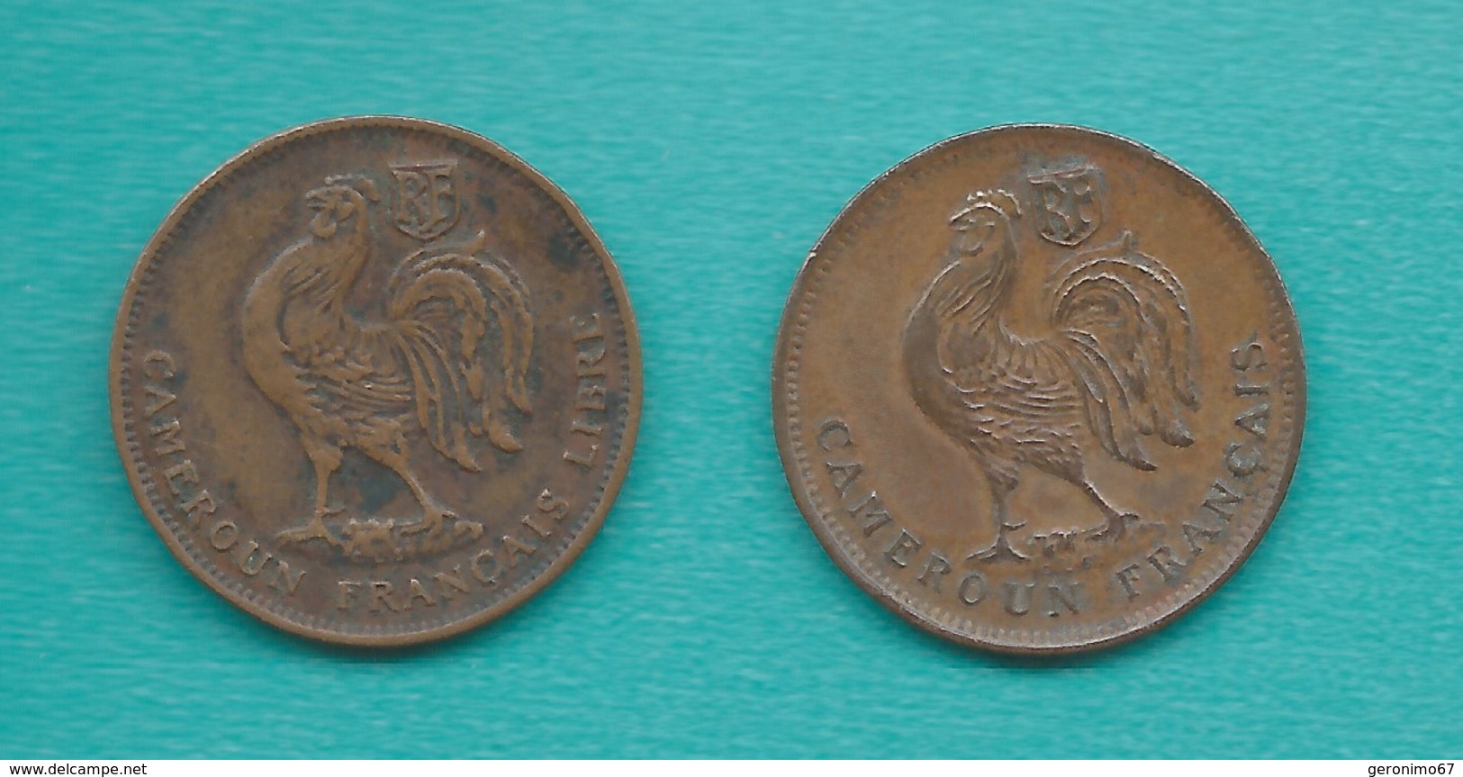French - 1943 - 50 Centimes - With "libre" (KM4) & Without (KM6) - Kamerun