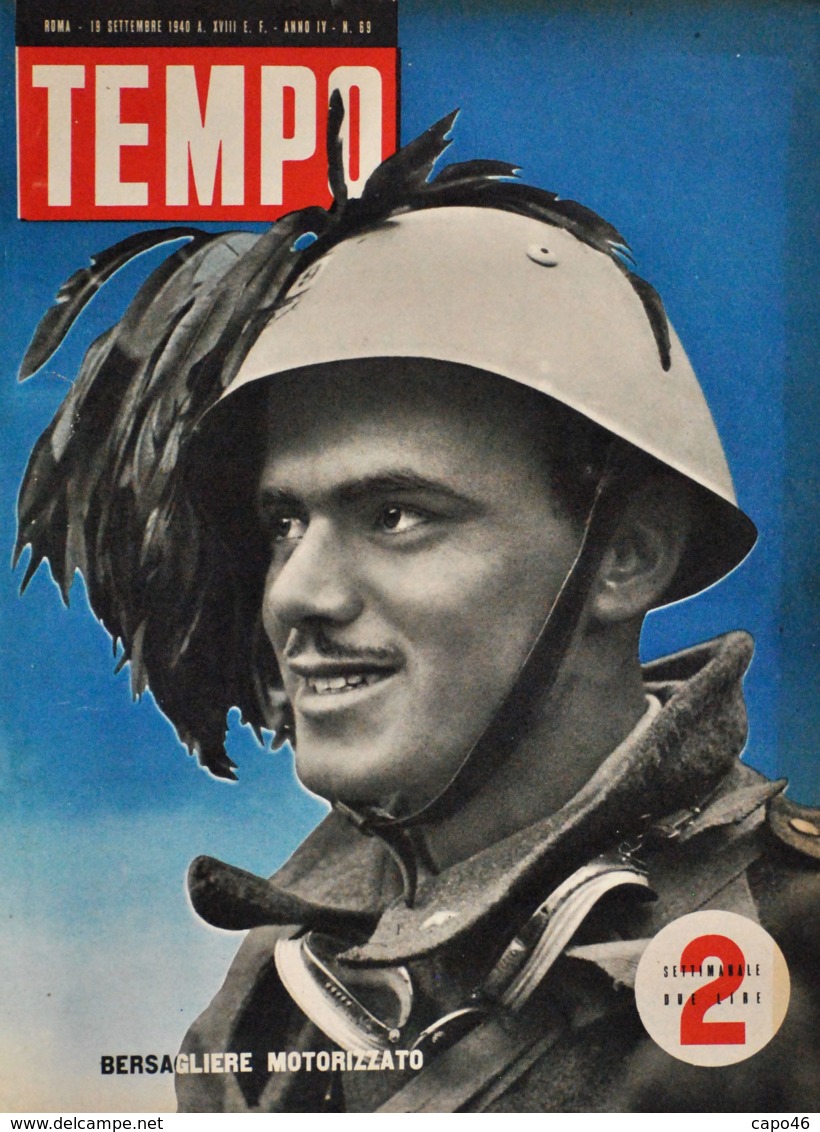 TEMPO - N° 69 - 19/9/1940 - BERSAGLIERE MOTORIZZATO - Guerra 1939-45