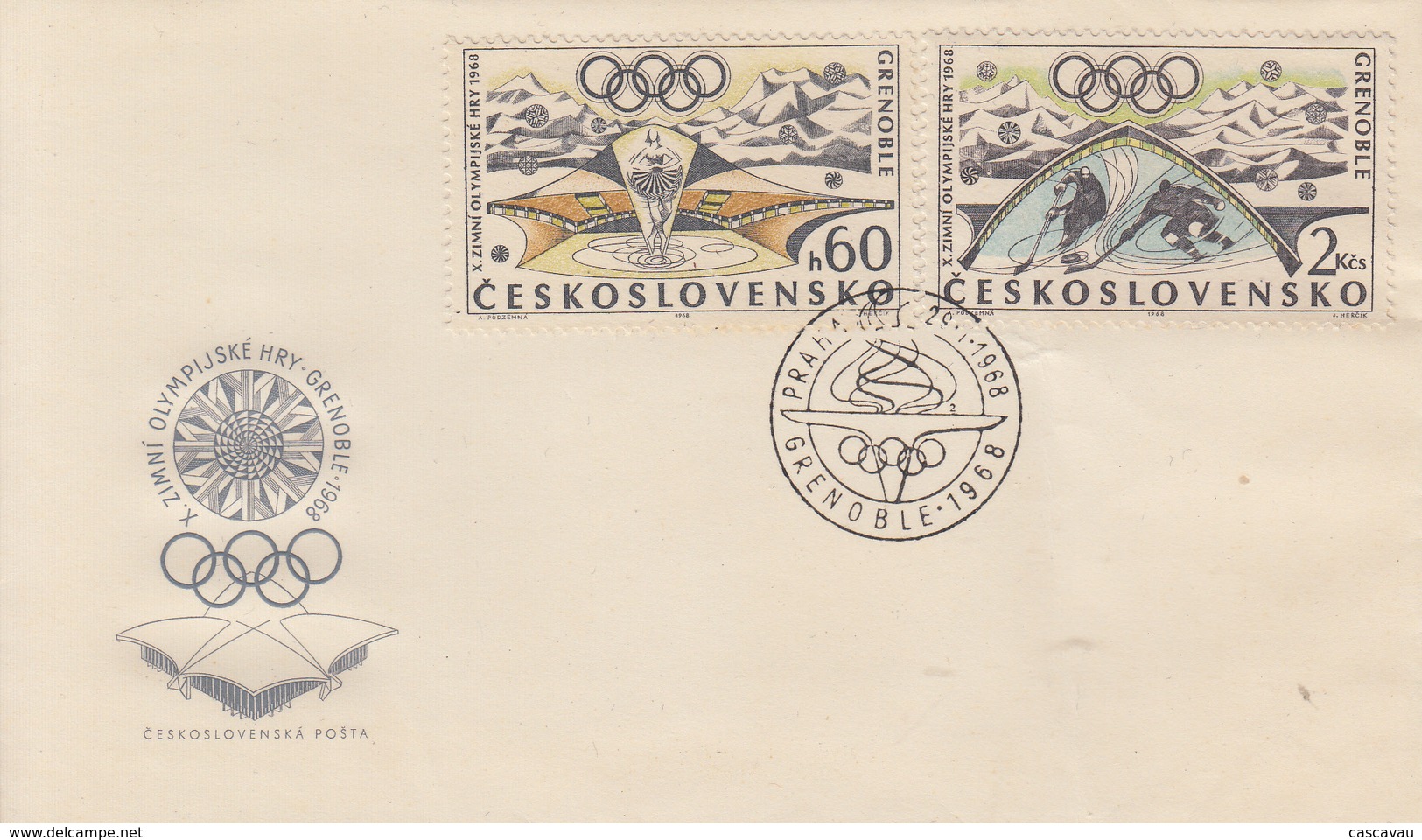 Enveloppe  FDC  1er  Jour  TCHECOSLOVAQUIE   Jeux  Olympiques    GRENOBLE   1968 - Winter 1968: Grenoble