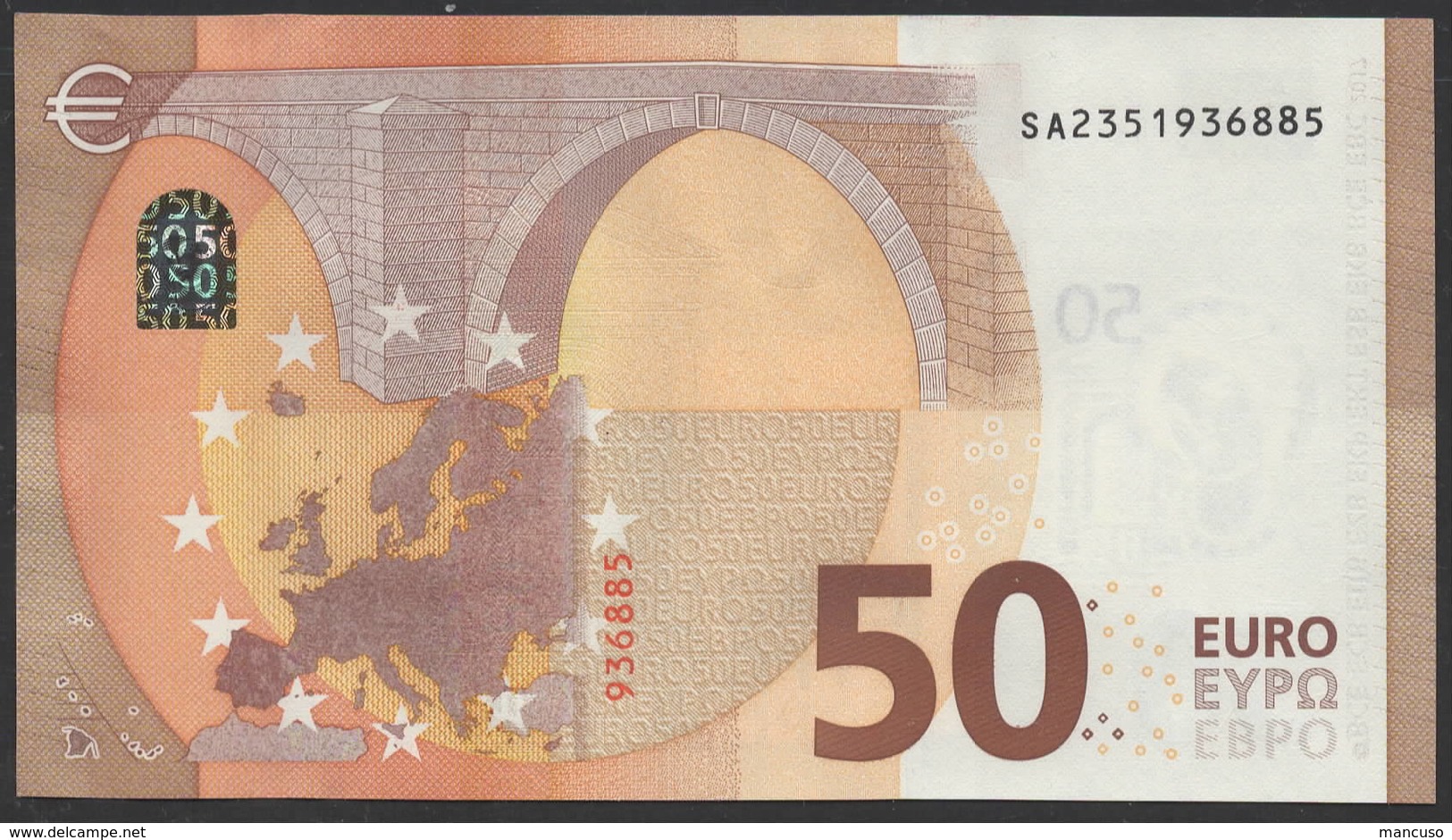 50 EURO ITALIA  SA  S016  Ch. "35"  - DRAGHI   UNC - 50 Euro