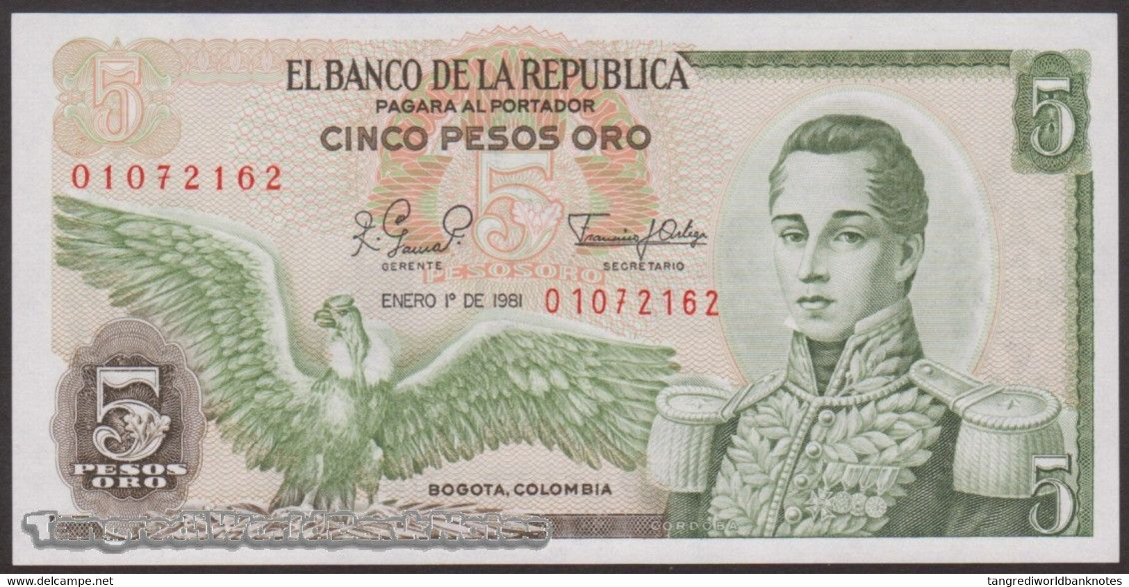 TWN - COLOMBIA 406f4 - 5 Pesos Oro 1.1.1981 AU/UNC - Colombia