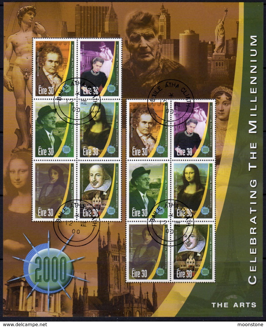 Ireland 2000 New Millenium IV, The Arts, Sheetlet Of 12, Used, SG 1315/20 - Oblitérés