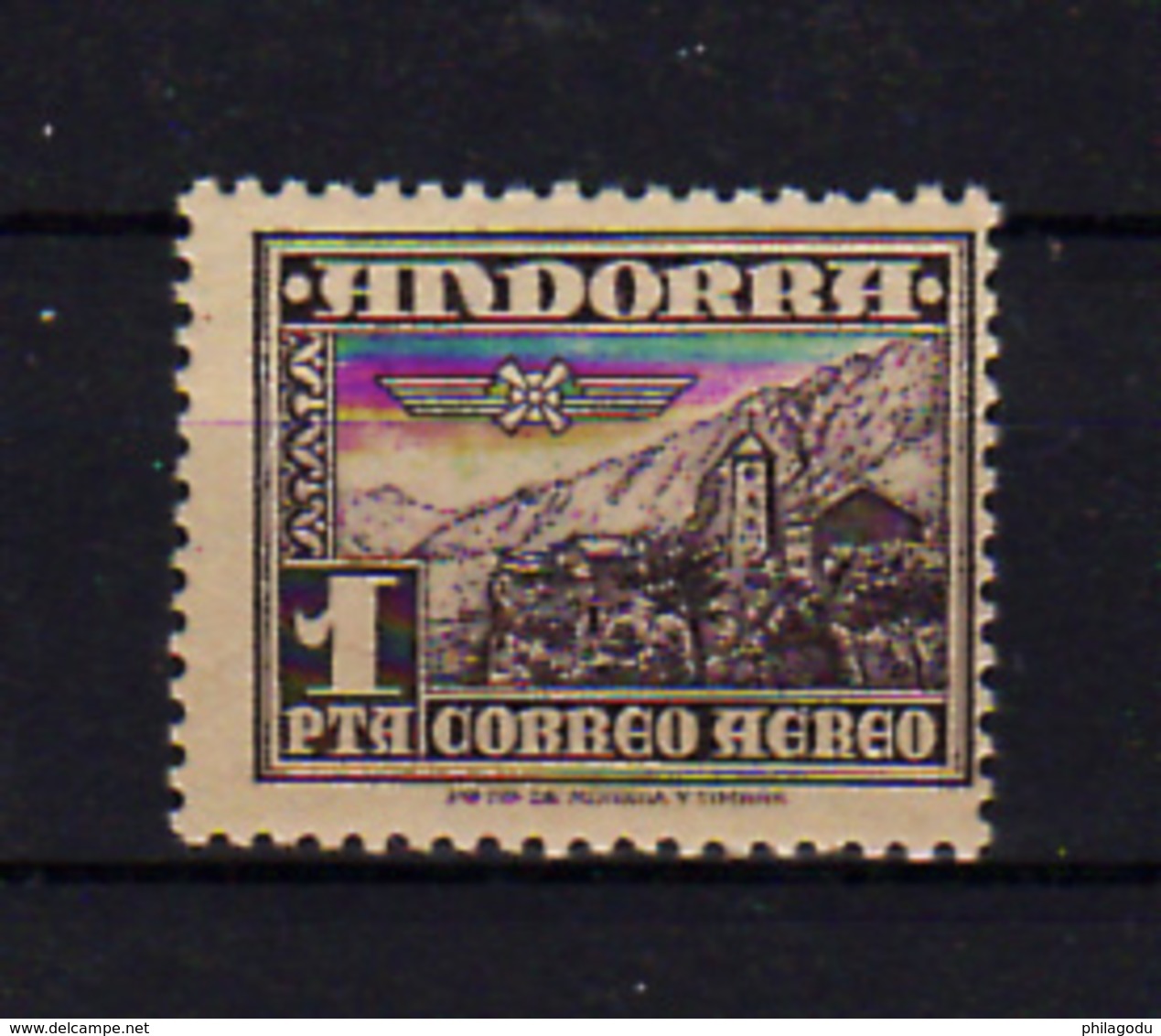 1951    Andorra  Andorre-la-Vieille,  PA 1**( Point Pâte Papier), Cote 27 - Neufs