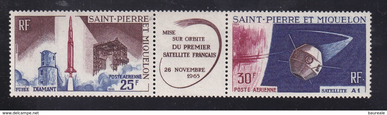 SPM - 1966 - Poste Aérienne Tryptique 34A Neuf * - Fusée, Espace - Neufs