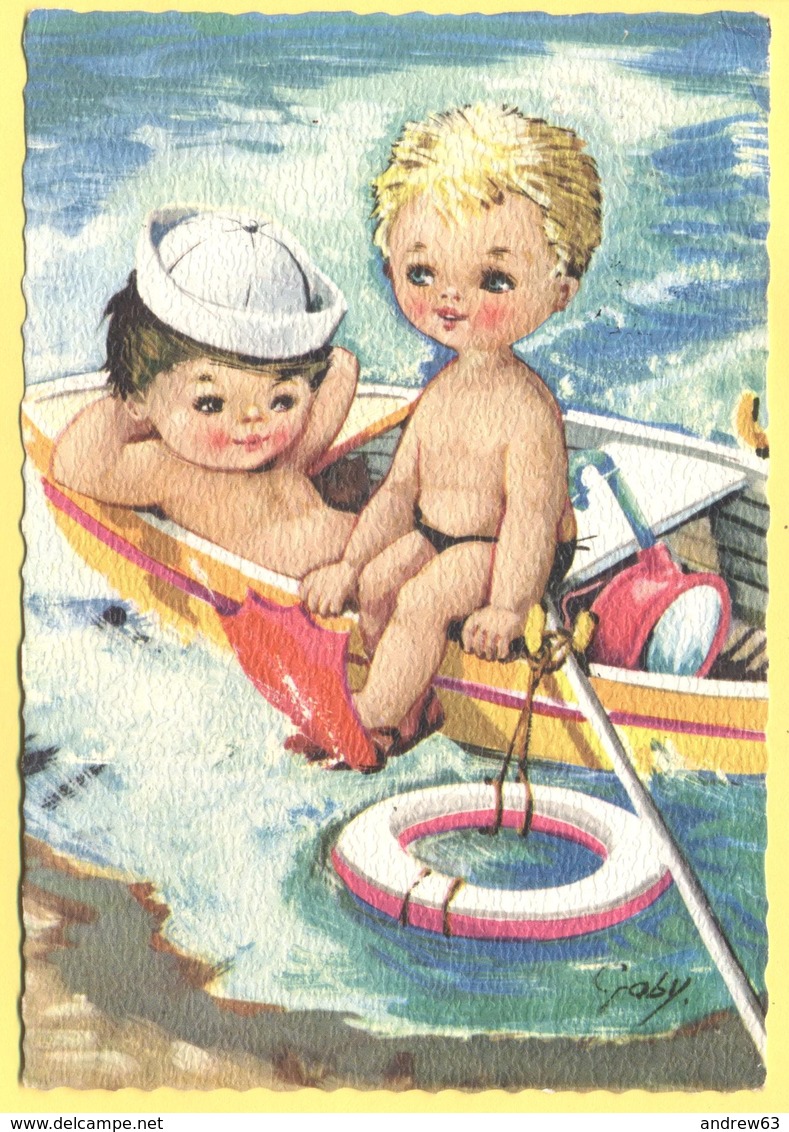 Tematica - Bambini - 1970 - 25 Siracusana - Bambini Su Canoa - Viaggiata Da Pellestrina Per  Predazzo - Disegni Infantili