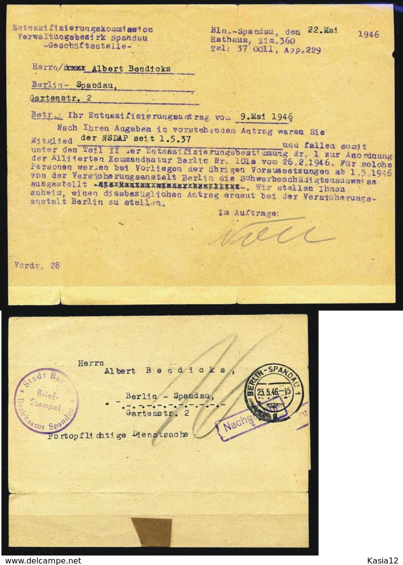 Z20060)Gemeinschaftsausgaben Interessanter Brief - Entnazifizierungsantrag 1946 - Autres & Non Classés