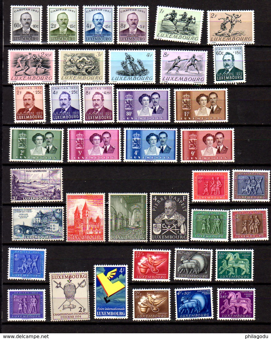 1951-54  Luxembourg, Grande Duchesse Charlotte, Duc Jean, Echternach, Caritas, Entre  449  Et 489**, Cote 310 €, - Neufs