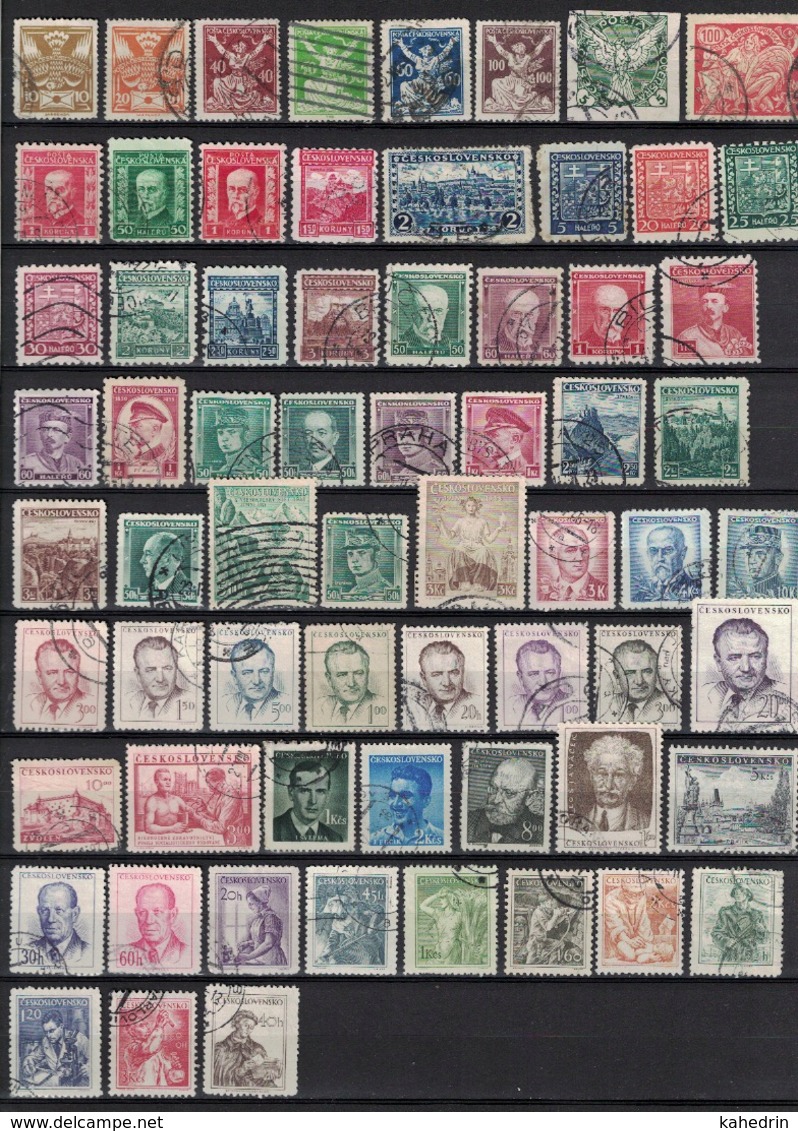 Czechoslovakia 1920 - 1990, Lot Of ± 135 Used Stamps (o), 3 Scans - Verzamelingen & Reeksen