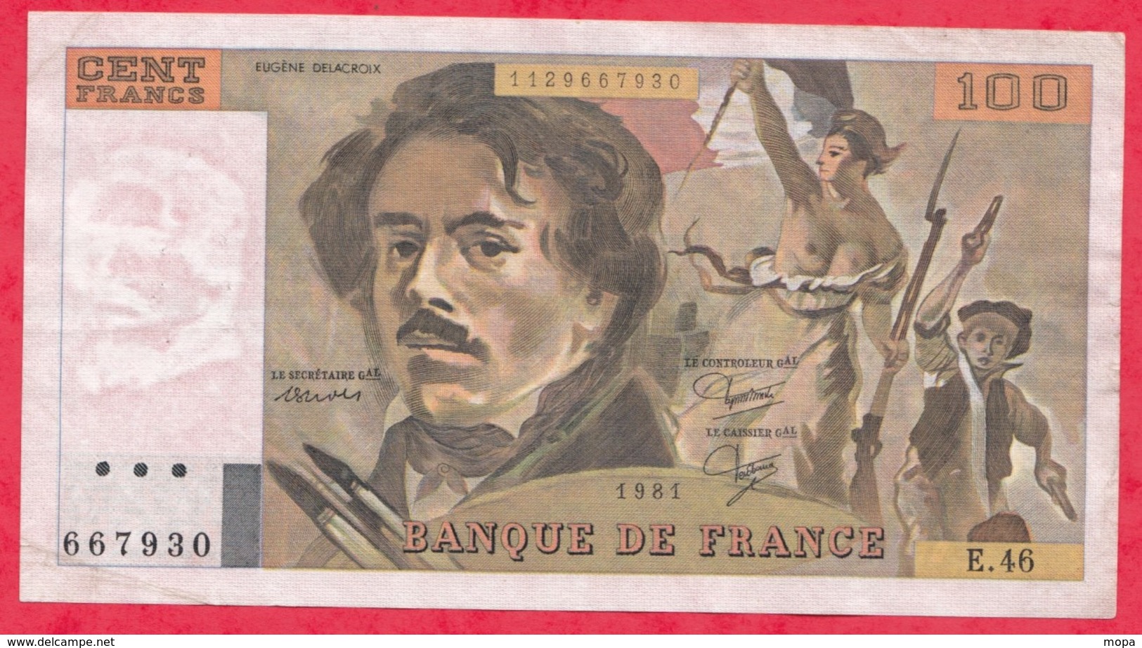 100 Francs "Delacroix" 1981----F/TTB+---Série E.46 - 100 F 1978-1995 ''Delacroix''