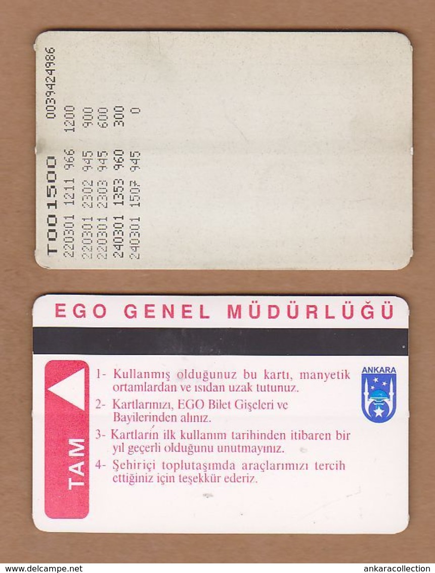 AC - SUBWAY MULTIPLE RIDE METROCARD, BUS CARD #5 ANKARA, TURKEY - Autres & Non Classés