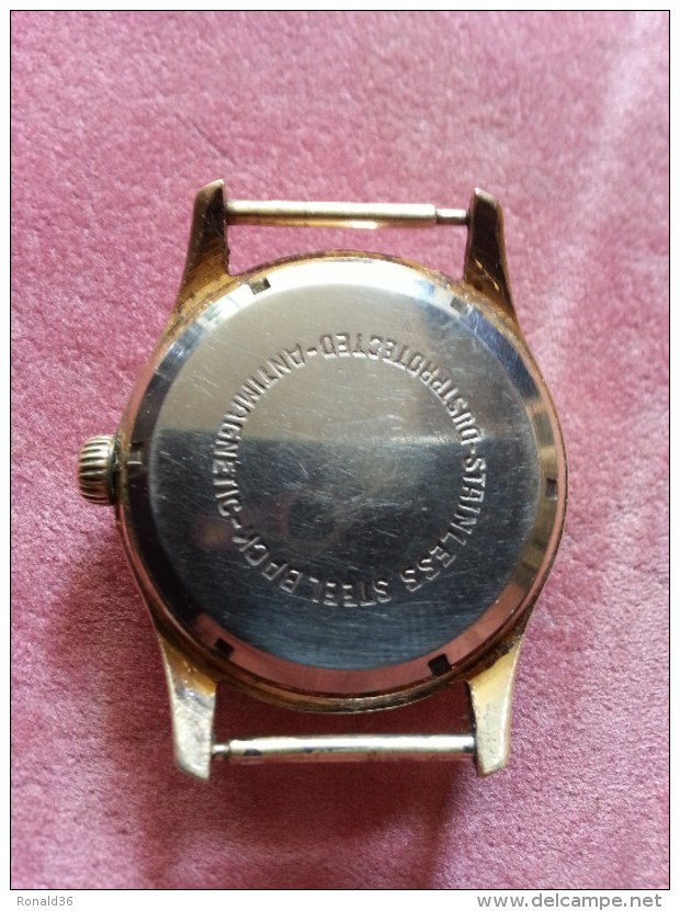 Montre Mécanique Fabrication Marque MOD JEUNESSE ANTICHOC Boitier Métal Dia 34 Mm Chiffre Arabe Doré Pièce D'origine - Montres Anciennes