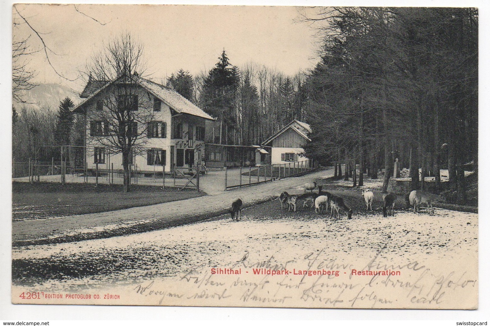 SIHLTHAL Wildpark Langenberg Restauration Gel. 1904 V. Langnau A.A. N. Rheineck Stempel Wildpark Station Gontenbach - Langnau Am Albis 