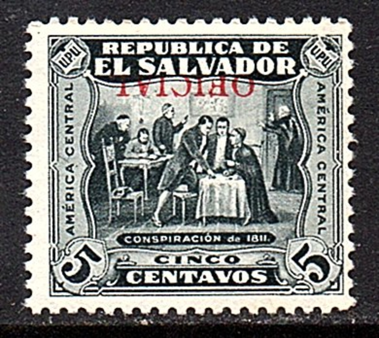 1924 INVERTED OPT. ‘Official’ Michel Nr. 210 MNH , Very Fine (327) - El Salvador