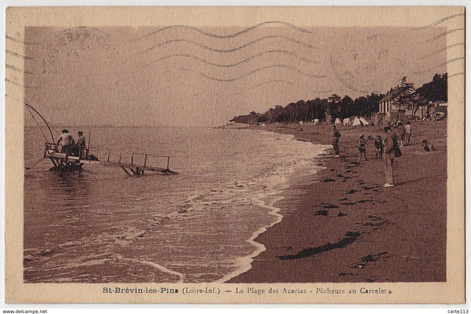 44 - B17646CPSM - SAINT ST BREVIN LES PINS - Pecheurs Au Carrelet - Plage Des Acacias - Très Bon état - LOIRE-ATLANTIQUE - Saint-Brevin-les-Pins