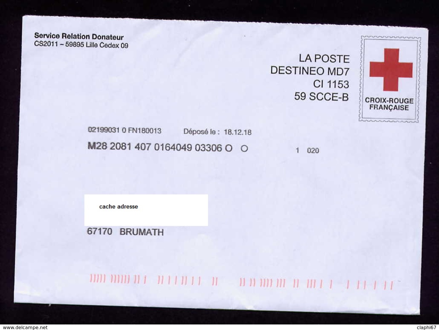 France Destineo Voyagé 2018 Pseudo Entier Croix-rouge Voir Scan - Private Stationery