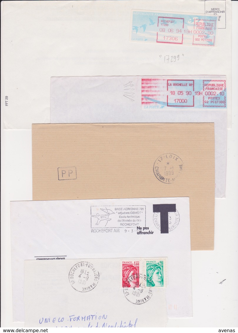 Lot 21 Lettres Departement 17 CHARENTE MARITIME : ( PP AIR MARINE ) La Rochelle Rochefort Saintes Surgères Loix - 1961-....