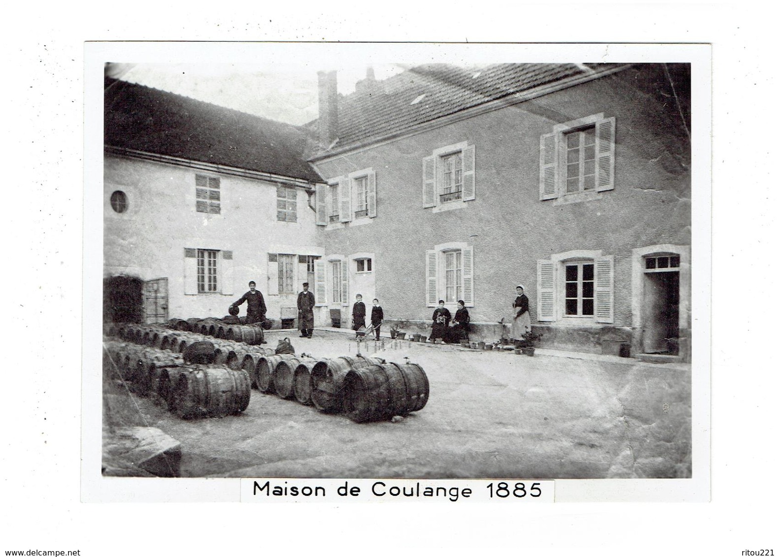 Grande Photographie - Maison De COULANGE 1885 - Coulanges Sur Vineuse 89 ?? Jeu De Quilles Enfants Vigneron Tonneau - Autres & Non Classés