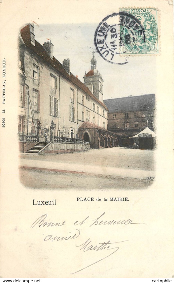 70 - LUXEUIL - Lot De 2 Cpa - Rue Carnot Et Place De La Mairie En 1905 - Luxeuil Les Bains