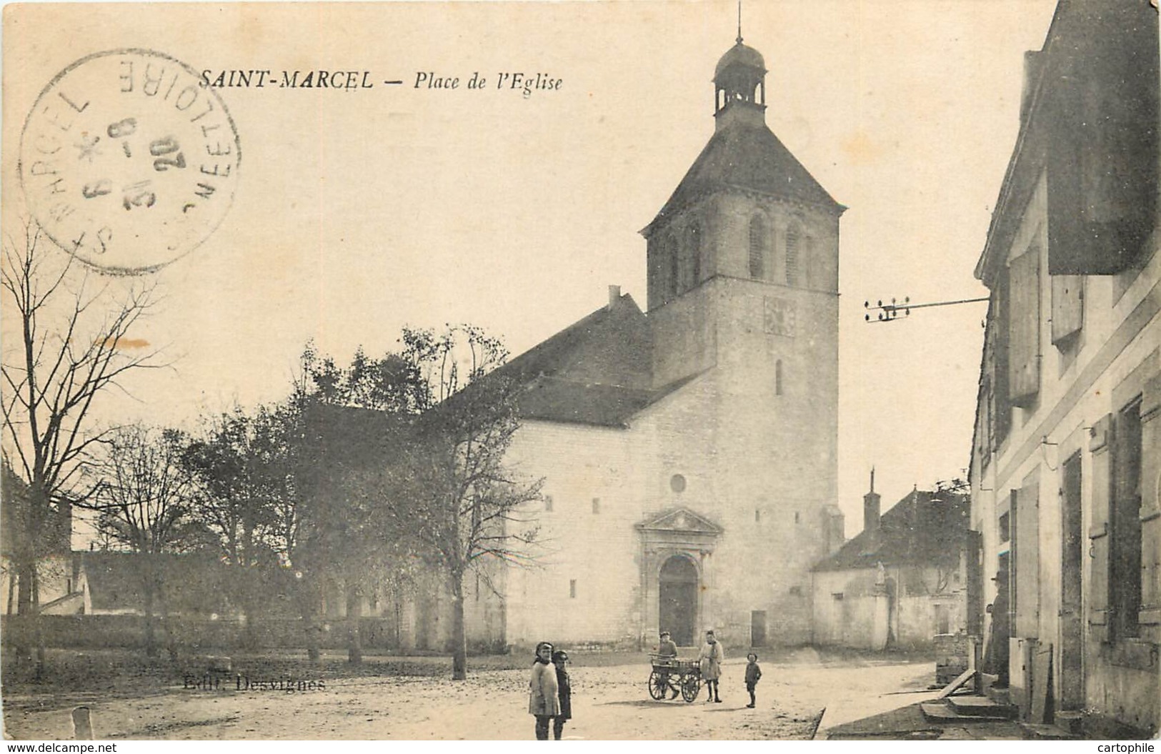 71 - SAINT MARCEL - Place De L'eglise En 1920 - Autres & Non Classés