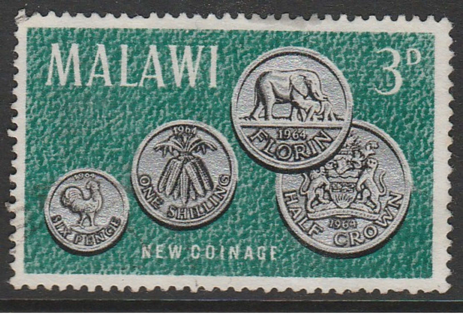 Malawi 1965 Malawi's First Coinage 3 P Multicoloured SW 23 O Used - Malawi (1964-...)