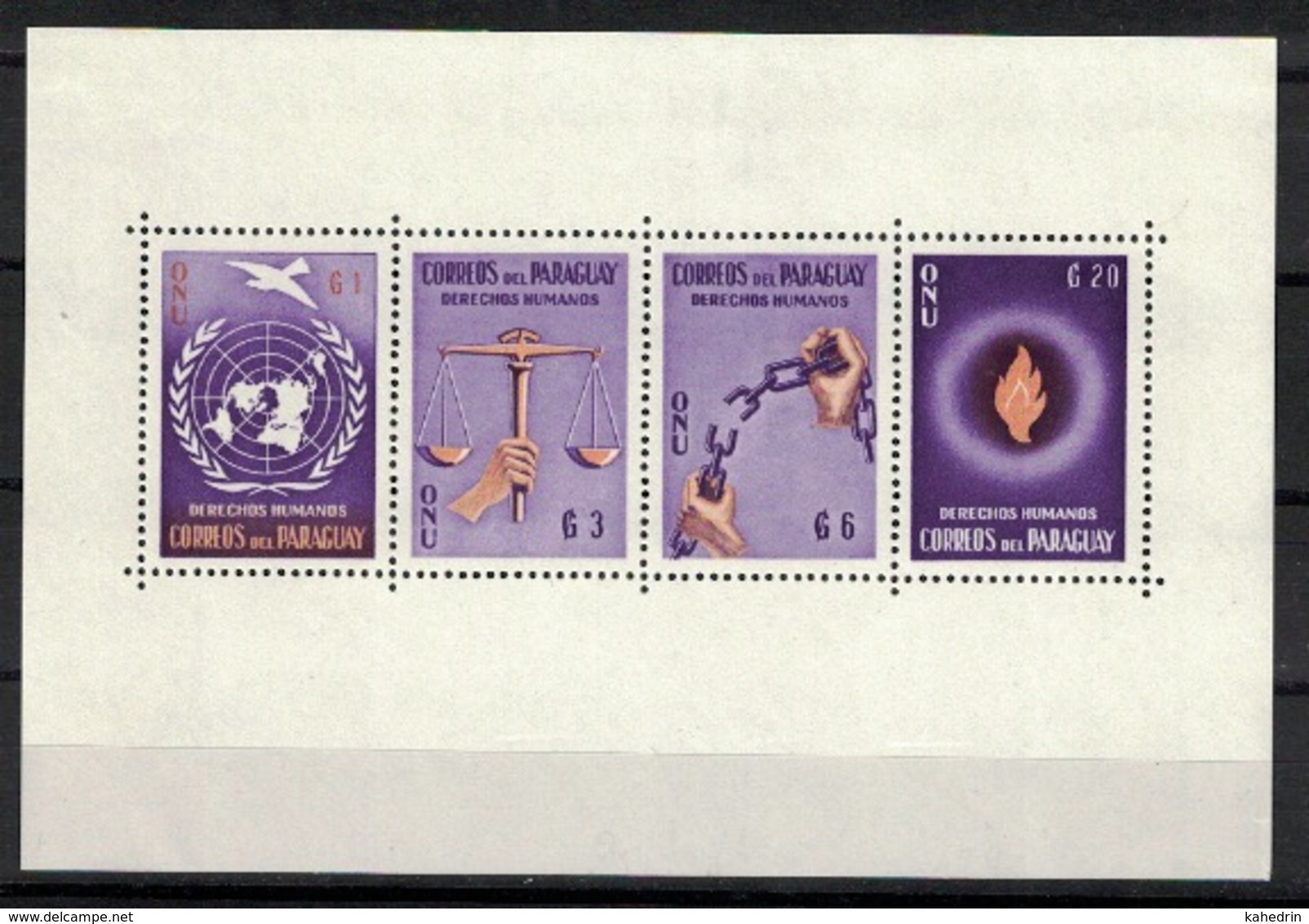 Paraguay 1960, Human Rights, United Nations, Chain, Scales, Flame **, MNH - Paraguay