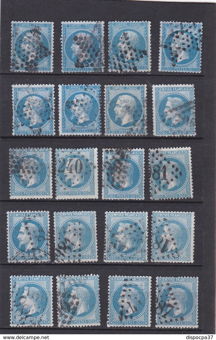 FRANCE CLASSIQUES N° 22 NAPOLEON III + N°29B NAPOLEON III LAURE Pour Etude Nuance Et Planchage  - REF 14616 / LOT DE 20 - 1863-1870 Napoleon III With Laurels