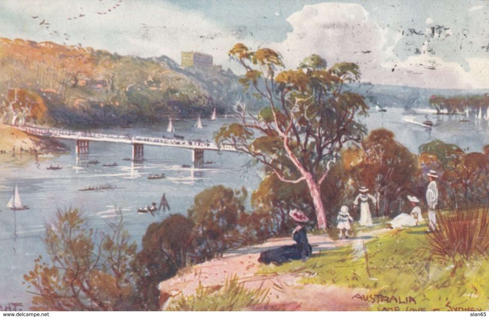 Lane's Cove Sydney Area Australia, Artist Signed Image, C1910s Vintage Tuck #7358 Postcard - Sydney