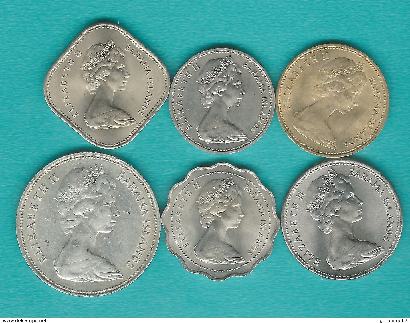 Bahamas - Elizabeth II - 1966 - 1, 5, 10, 15,25 & 50 Cents (KMs 2-7) - Bahamas