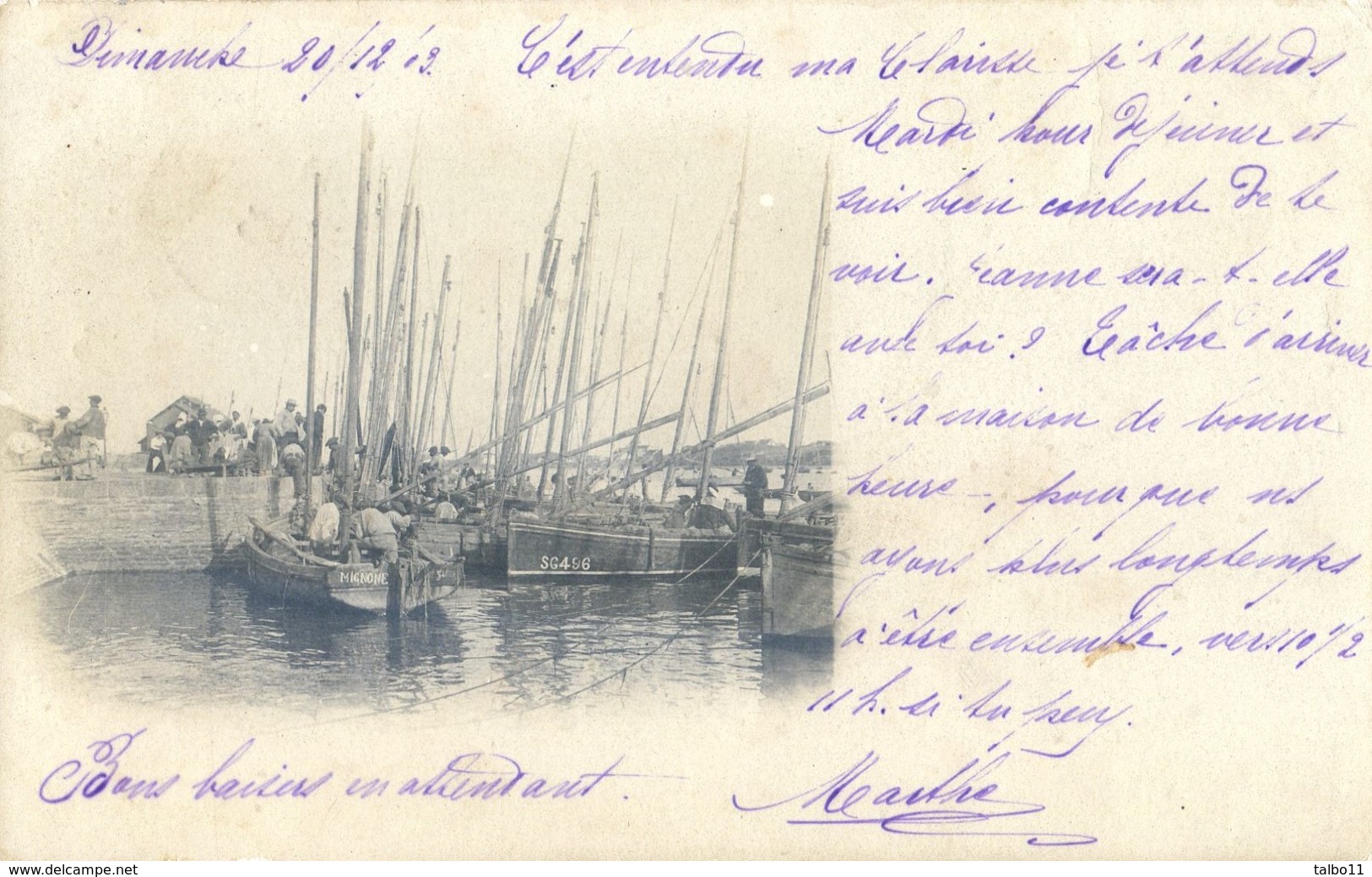 85 - Carte Photo Précurseur - Saint Gilles Croix De Vie - Le Port - Bateau : "La Mignone " SG496 - Saint Gilles Croix De Vie