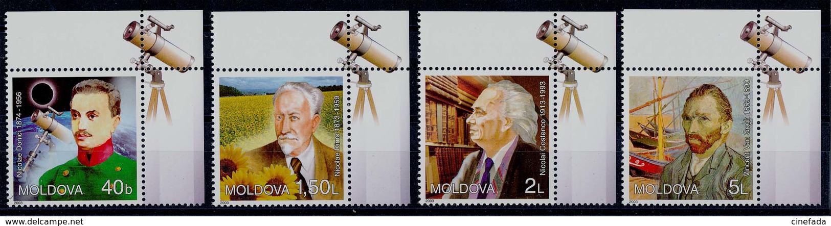 MOLDAVIE  N. Donici, N. Dimo, N. Costenco, V. Van Gogh. Astrophysicien, écrivain, Peintre…neufs**. 2003. Télescope - Astronomie