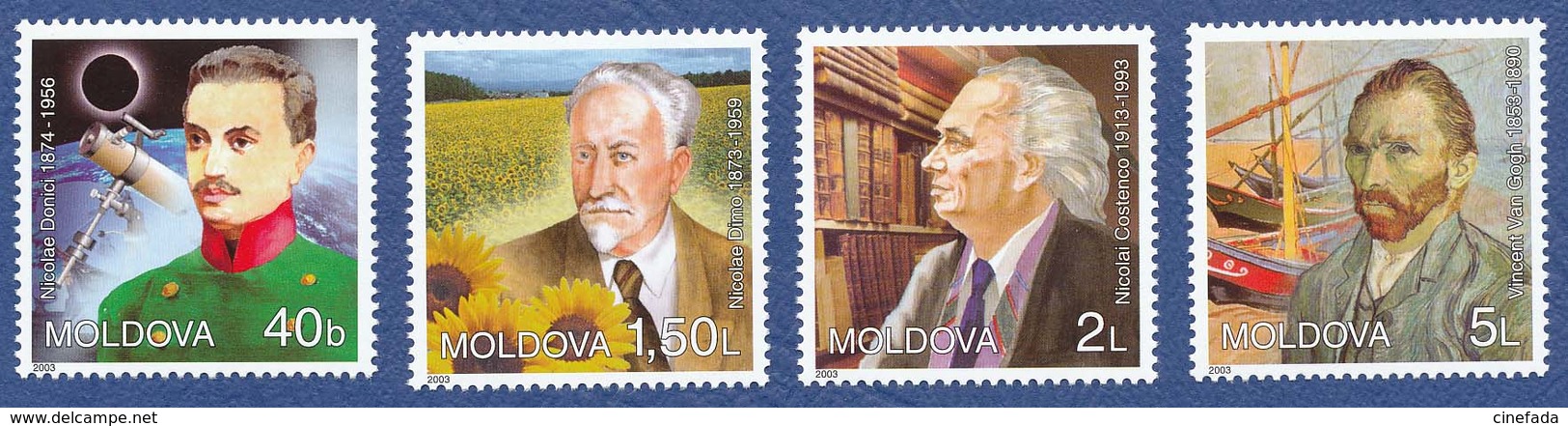 MOLDAVIE  N. Donici, N. Dimo, N. Costenco, V. Van Gogh. Astrophysicien, écrivain, Peintre…neufs**. 2003. Télescope - Moldavie