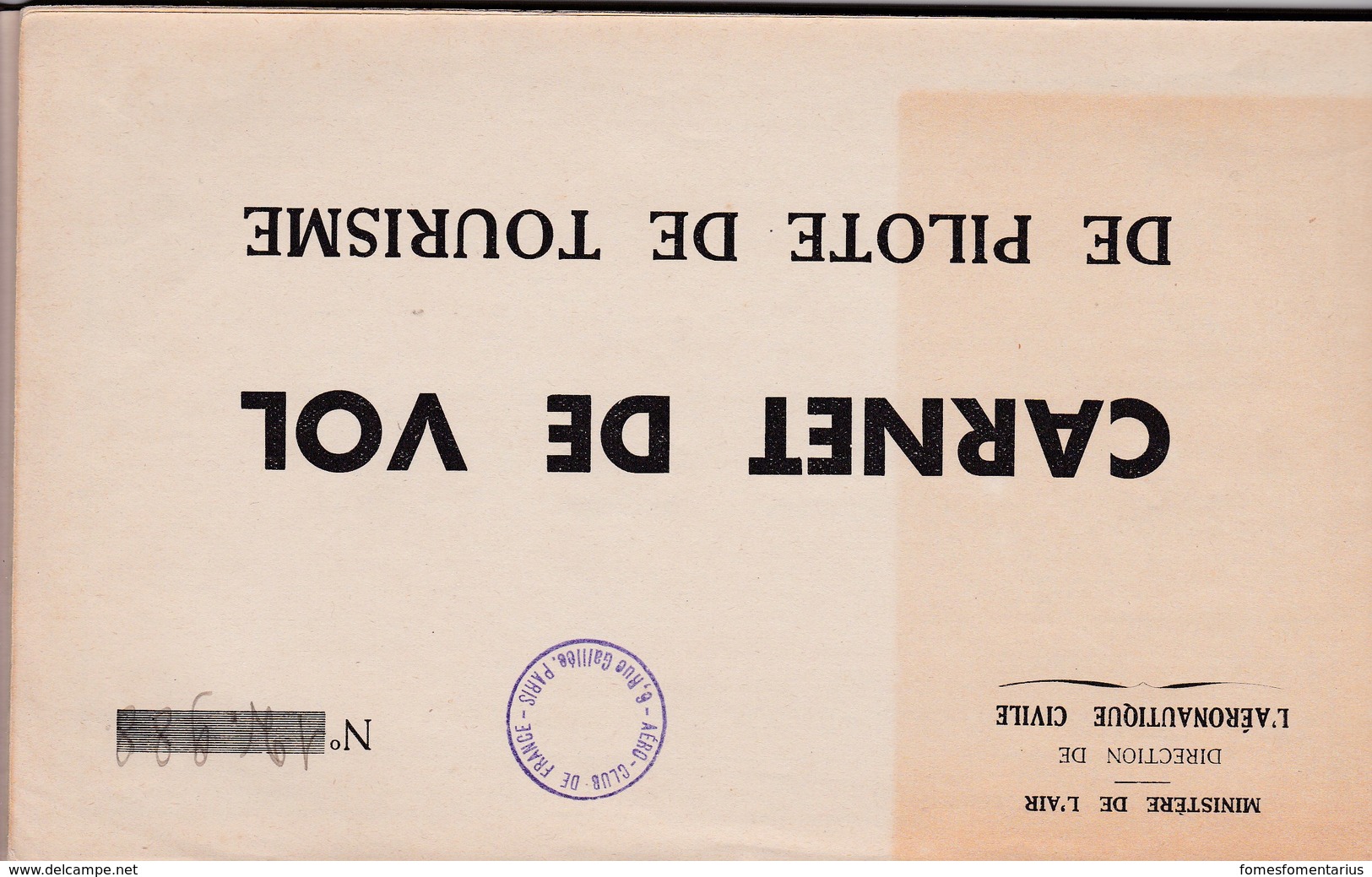 Brevet, licence , carnet de vol 1938  de Pilote d' Avions de Tourisme en EXCELLENT ETAT, voir les 12 scans