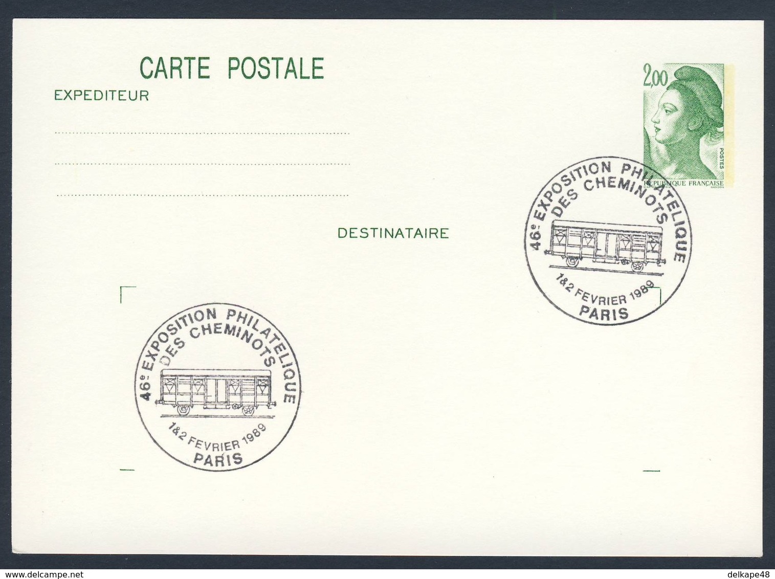 France Rep. Française 1989 Card / Karte / Carte Postale - 46e Exposition Philatélique Des Cheminots / Ausstellung - Treinen