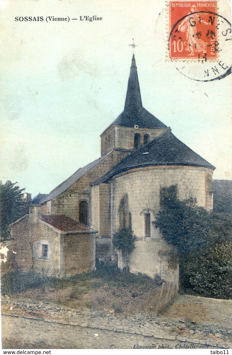 86 - Sossais - L'Eglise - Carte Colorisée - Lussac Les Chateaux