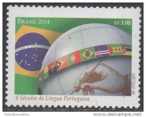 BRAZIL, 2014, MNH, EIGHT  CENTURIES OF PORTUGUESE LANGUAGE, FLAGS, 1v, - Other & Unclassified