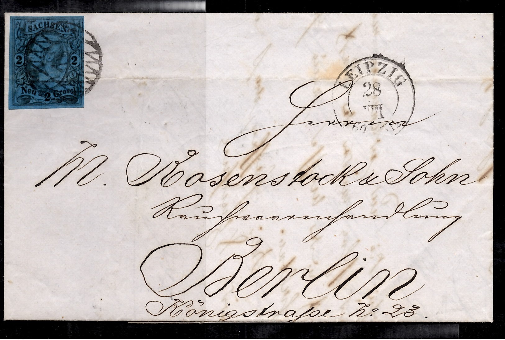 Saxe Très Belle Lettre Entière De 1860 Leipzig/Berlin. Très Belle Qualité. A Saisir! - Saxe